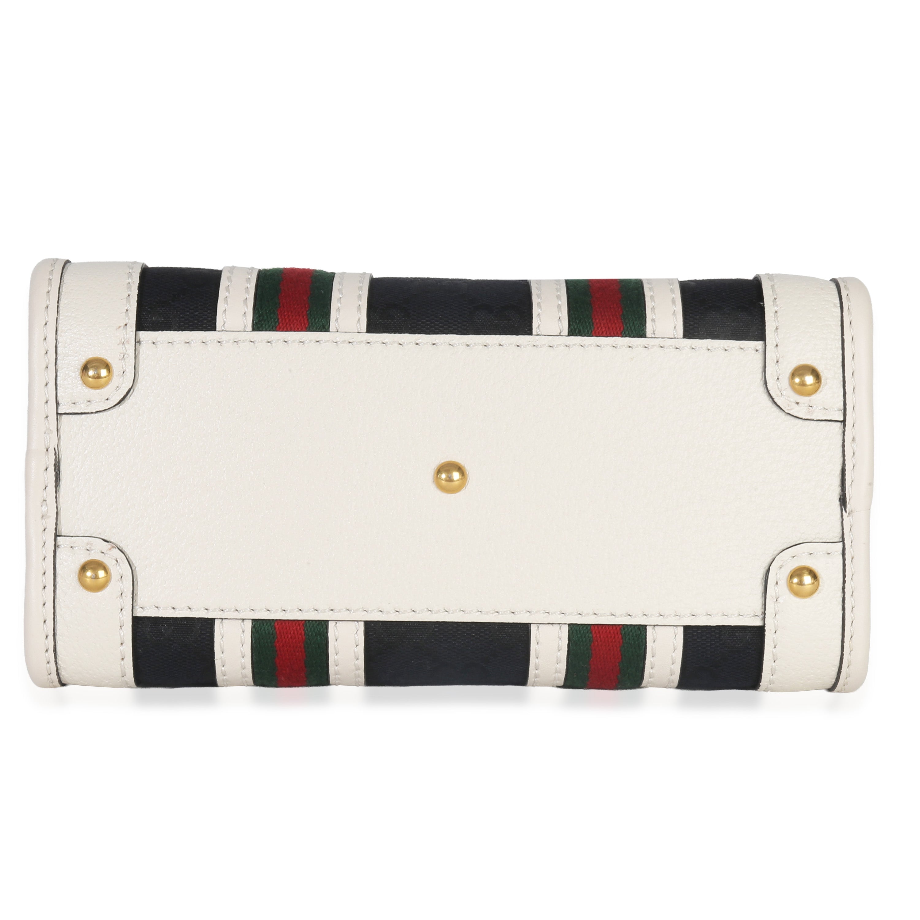 Gucci Black White Canvas Mini Double G Top Handle Bag