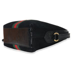 Gucci Black Suede Patent Web Small Ophidia Dome Bag