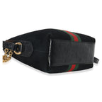 Gucci Black Suede Patent Web Small Ophidia Dome Bag