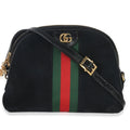 Gucci Black Suede Patent Web Small Ophidia Dome Bag