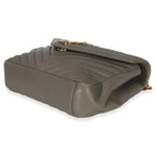 Saint Laurent Taupe Sheepskin Matelasse Chevron Monogram Medium College Bag