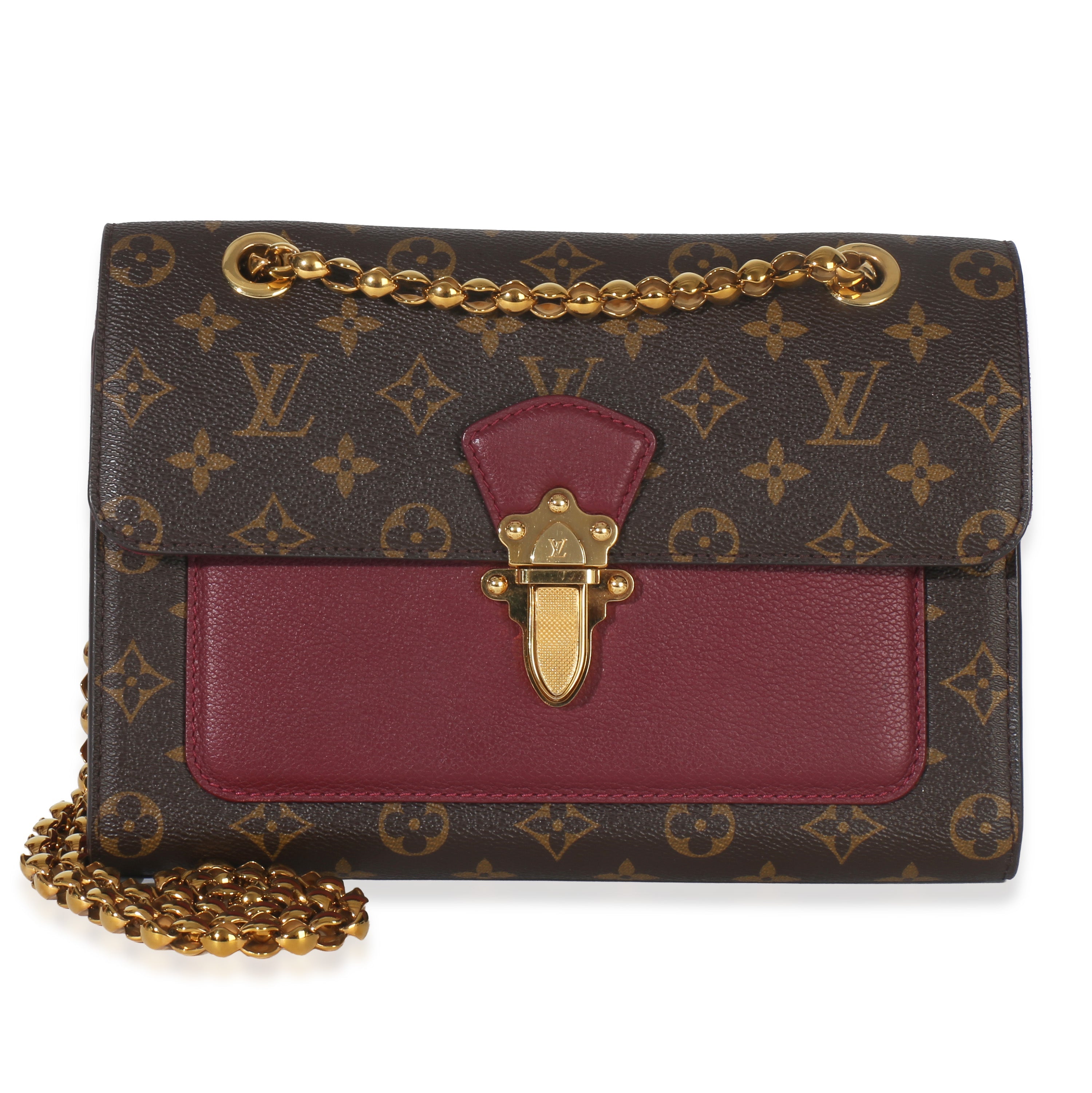 Louis Vuitton Burgundy Brown Monogram Canvas Victoire Chain Bag