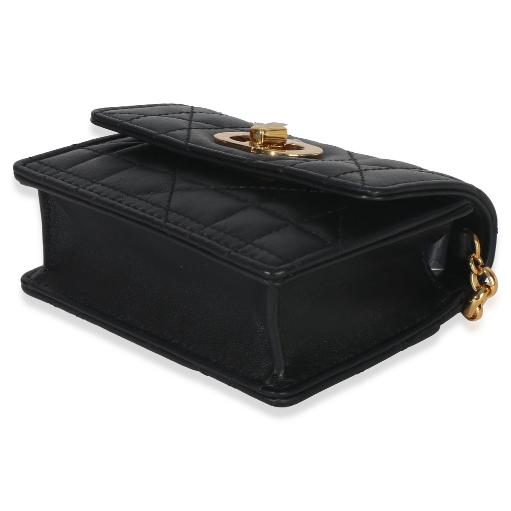 Christian Dior Black Macrocannage Calfskin Micro Miss Caro Chain Bag