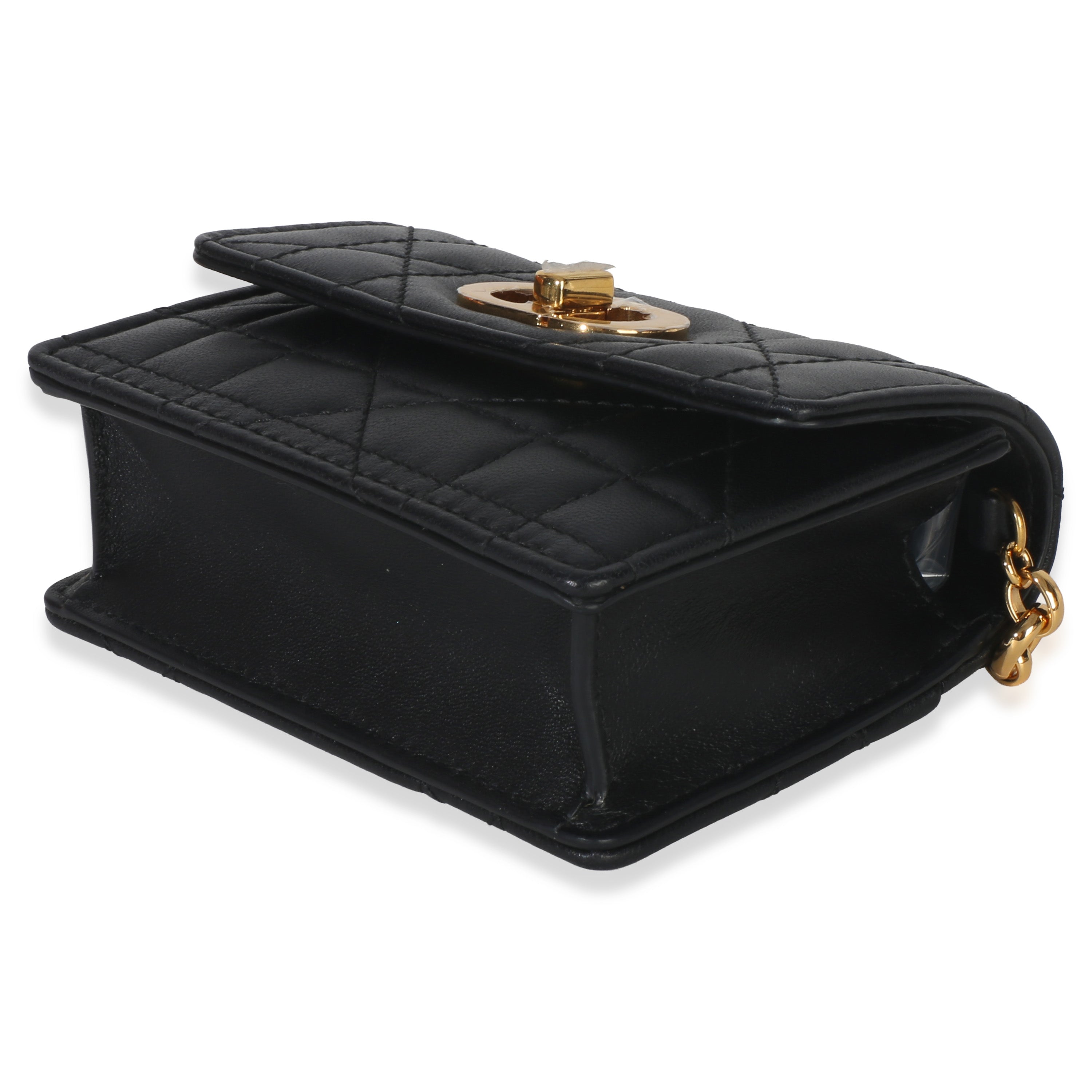 Christian Dior Black Macrocannage Calfskin Micro Miss Caro Chain Bag