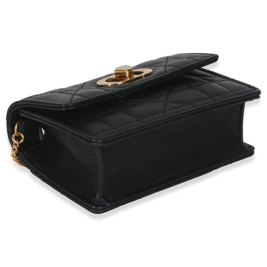 Christian Dior Black Macrocannage Calfskin Micro Miss Caro Chain Bag