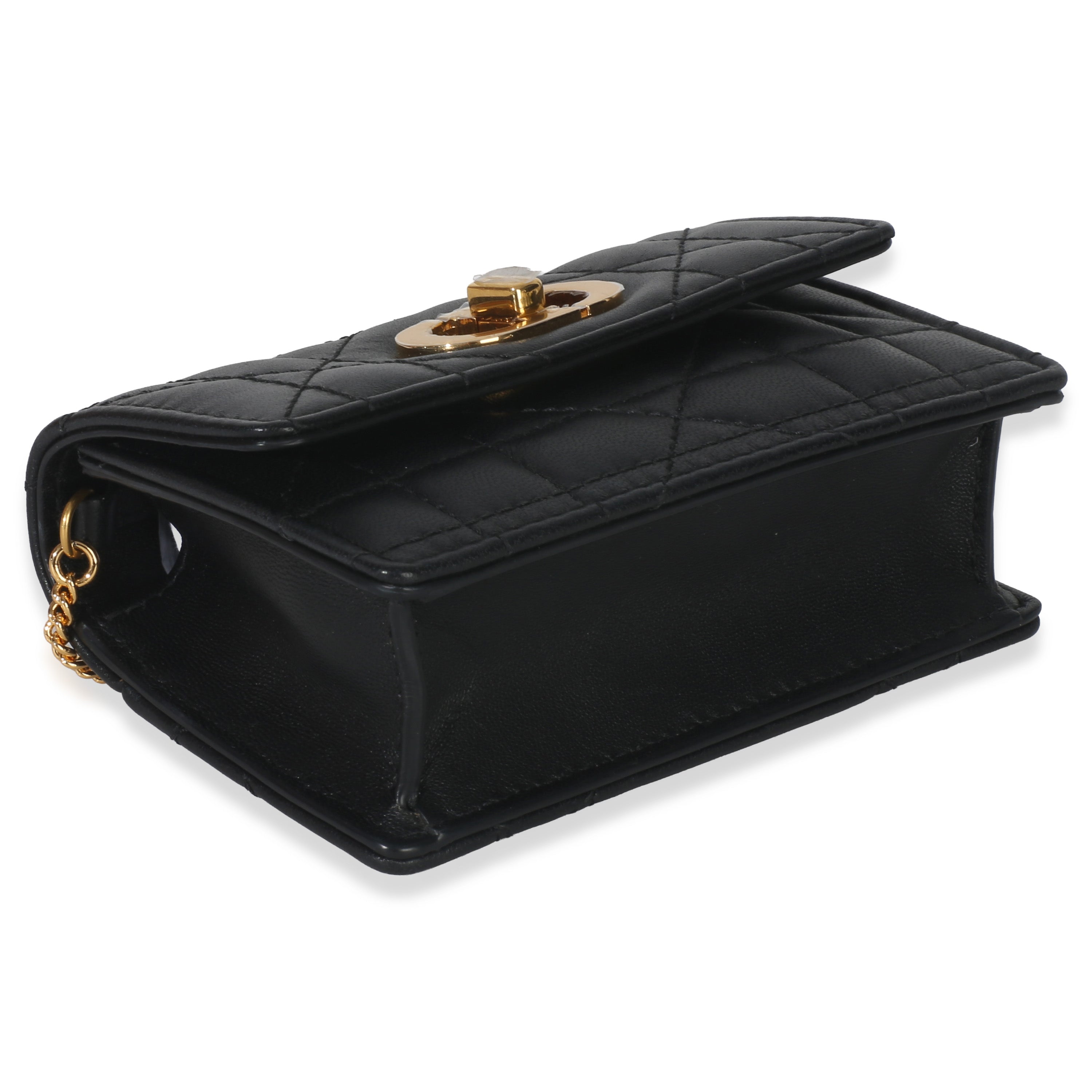 Christian Dior Black Macrocannage Calfskin Micro Miss Caro Chain Bag