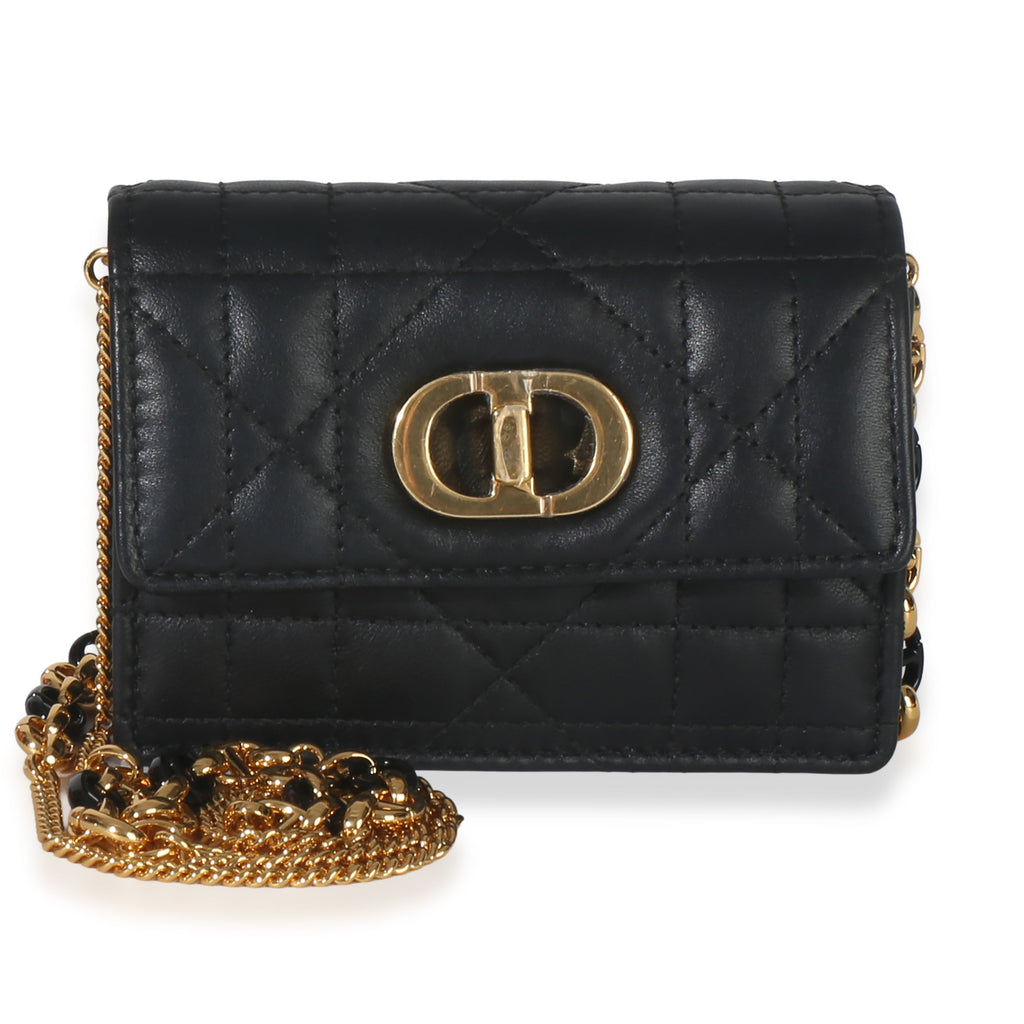 Christian Dior Black Macrocannage Calfskin Micro Miss Caro Chain Bag