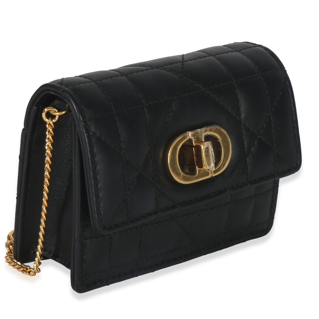 Christian Dior Black Macrocannage Calfskin Micro Miss Caro Chain Bag