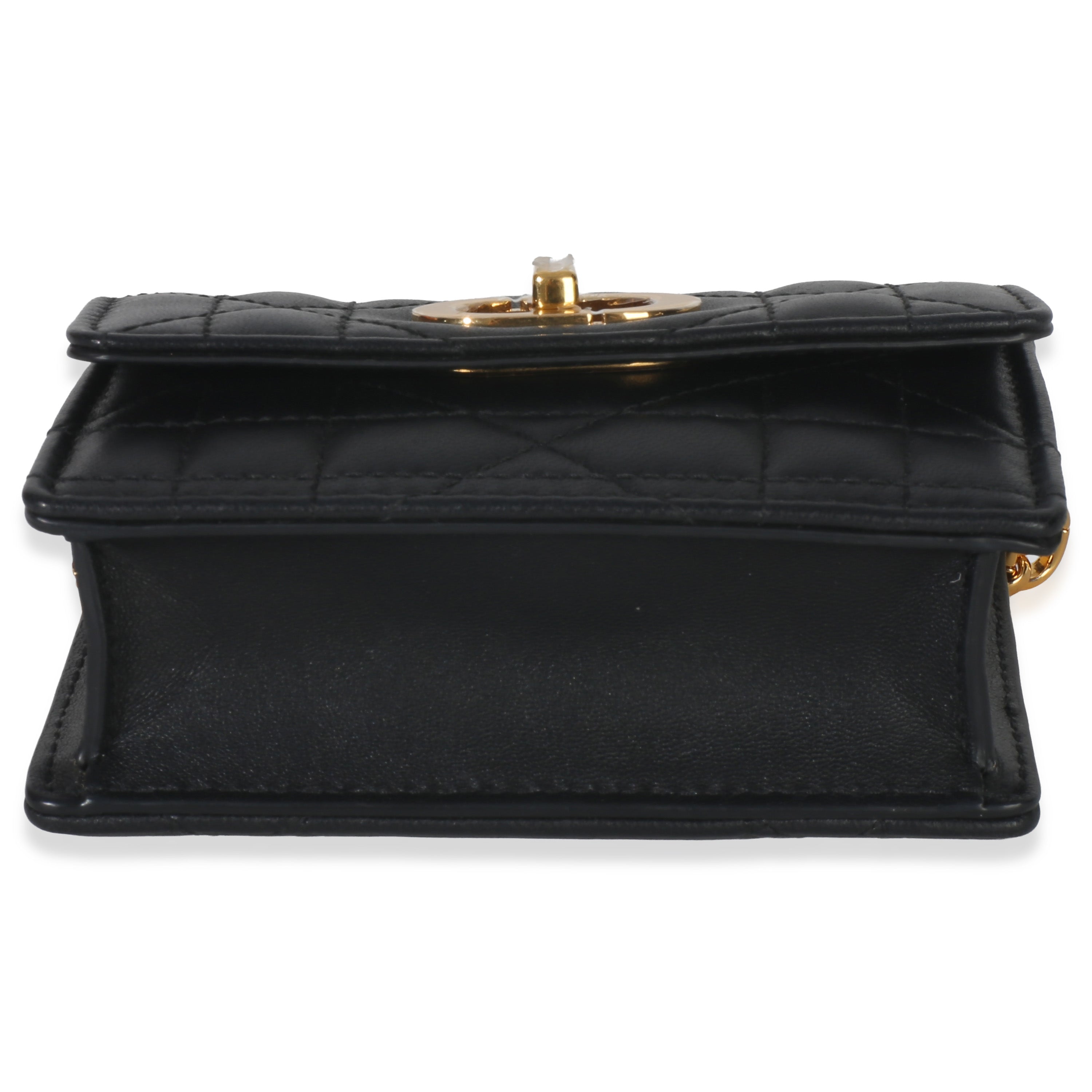 Christian Dior Black Macrocannage Calfskin Micro Miss Caro Chain Bag