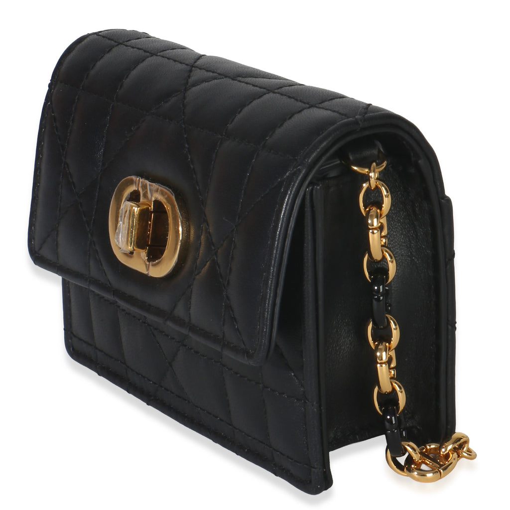 Christian Dior Black Macrocannage Calfskin Micro Miss Caro Chain Bag
