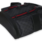Gucci Black Soft GG Supreme Calfskin Web Double Buckle Backpack