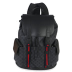 Gucci Black Soft GG Supreme Calfskin Web Double Buckle Backpack