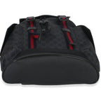 Gucci Black Soft GG Supreme Calfskin Web Double Buckle Backpack