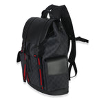 Gucci Black Soft GG Supreme Calfskin Web Double Buckle Backpack