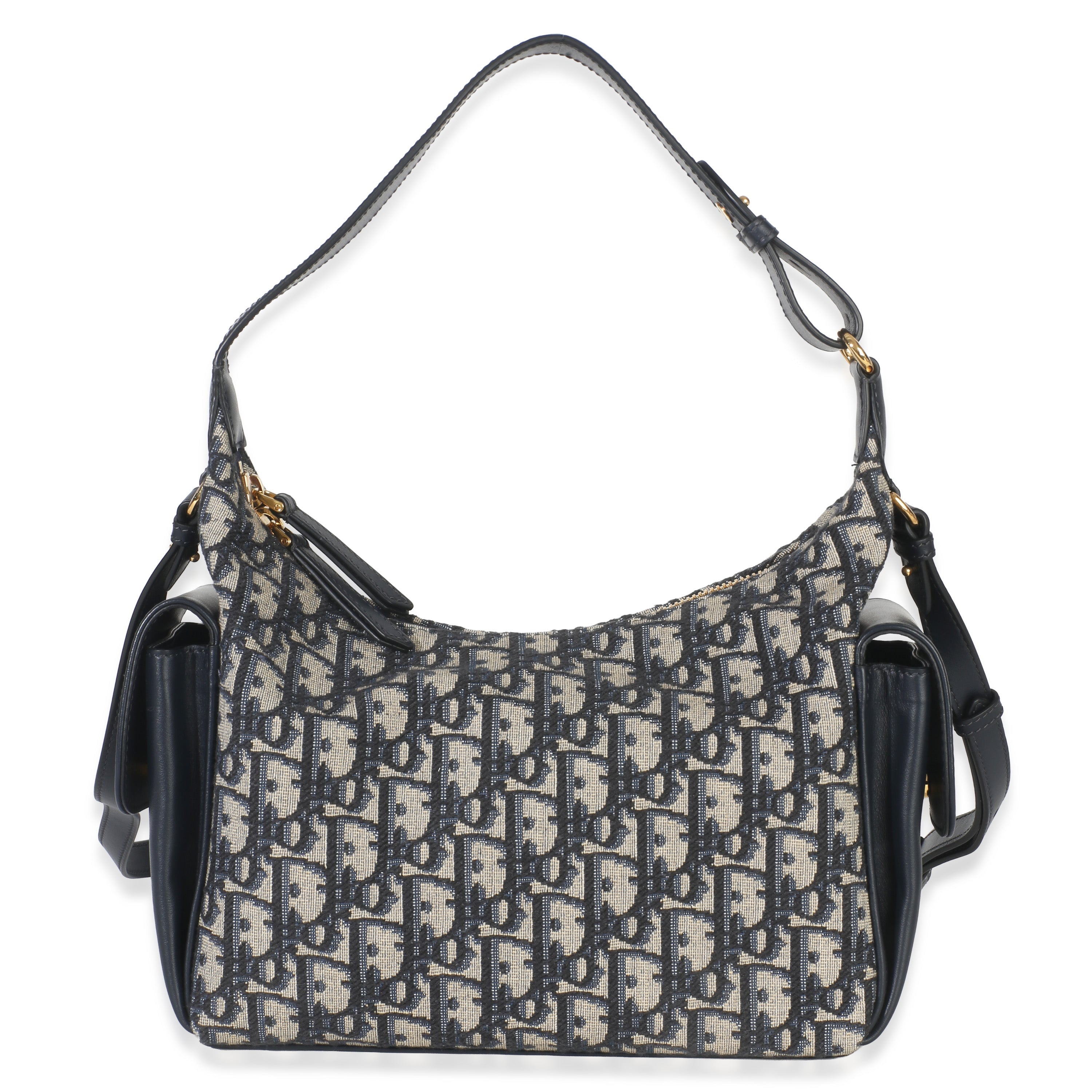 Christian Dior Blue Oblique Jacquard Calfskin Medium D-Dream Hobo