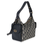 Christian Dior Blue Oblique Jacquard Calfskin Medium D-Dream Hobo