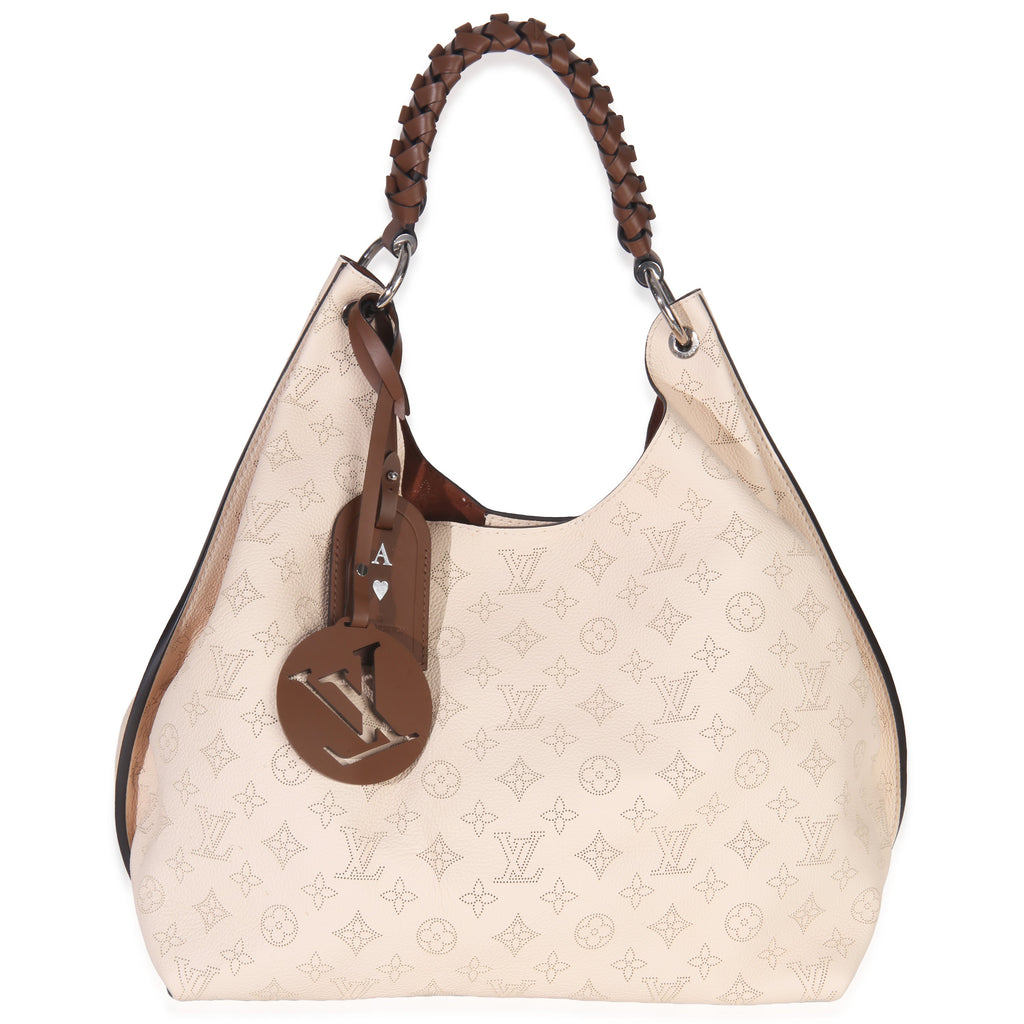 Louis Vuitton Creme Monogram Mahina Carmel Hobo