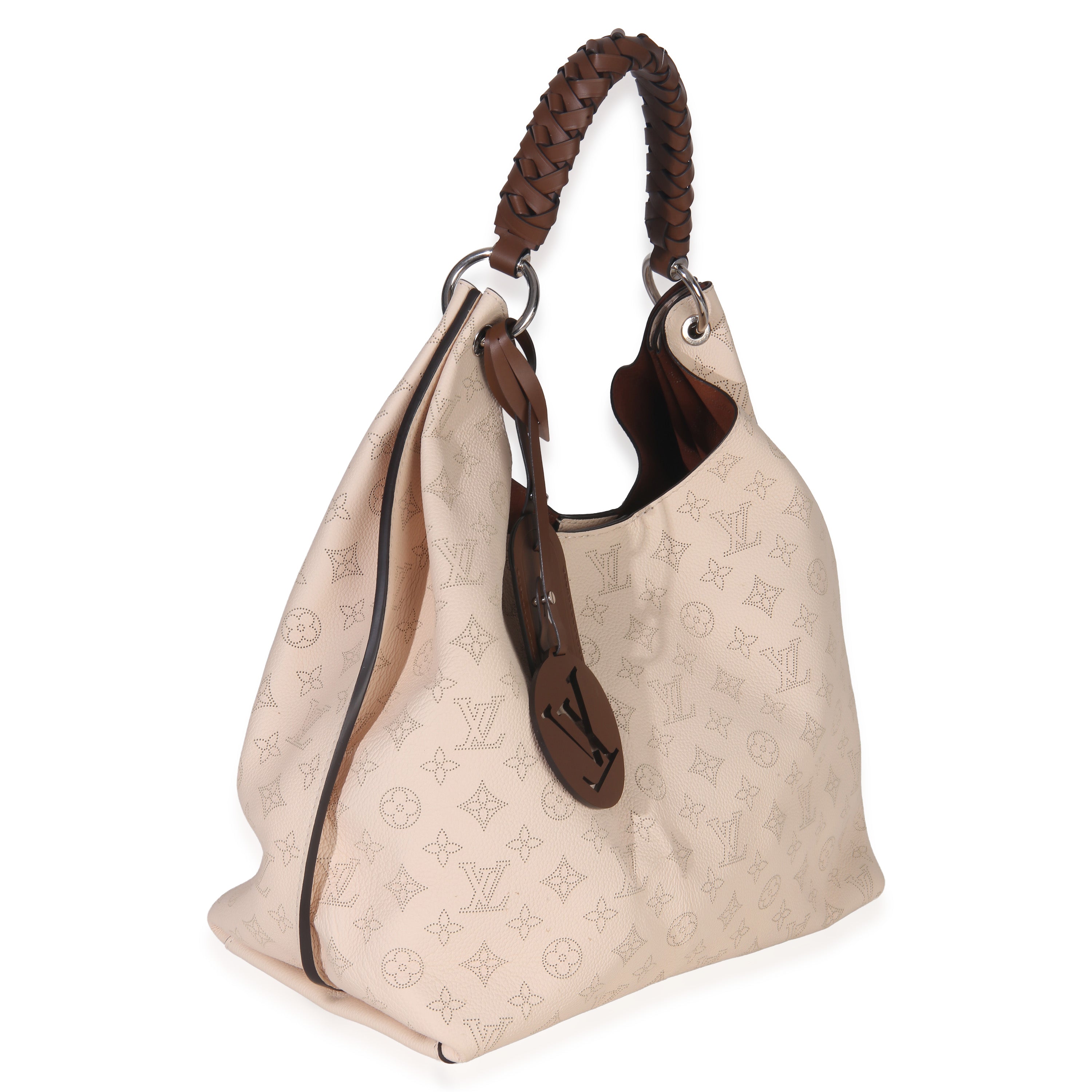 Louis Vuitton Creme Monogram Mahina Carmel Hobo
