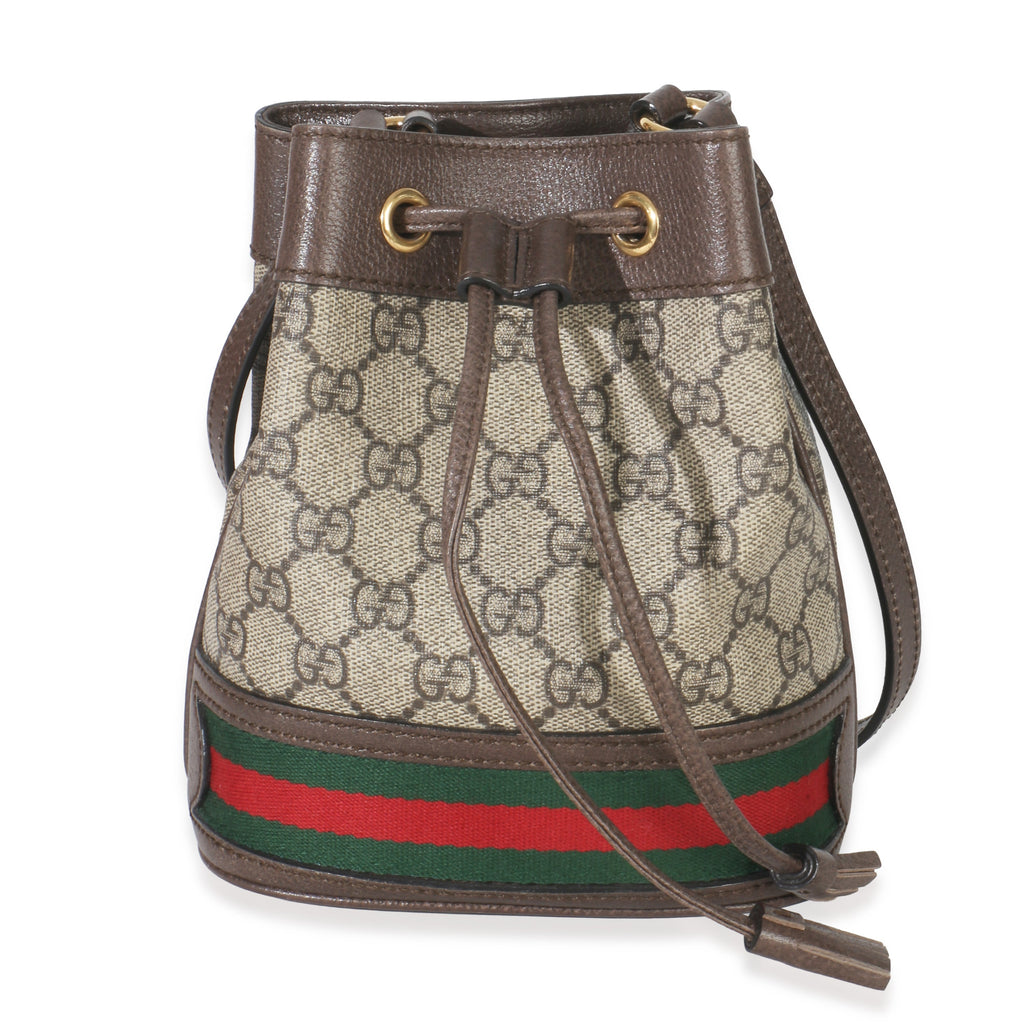 Gucci Beige GG Supreme Canvas Ophidia Mini Bucket Bag
