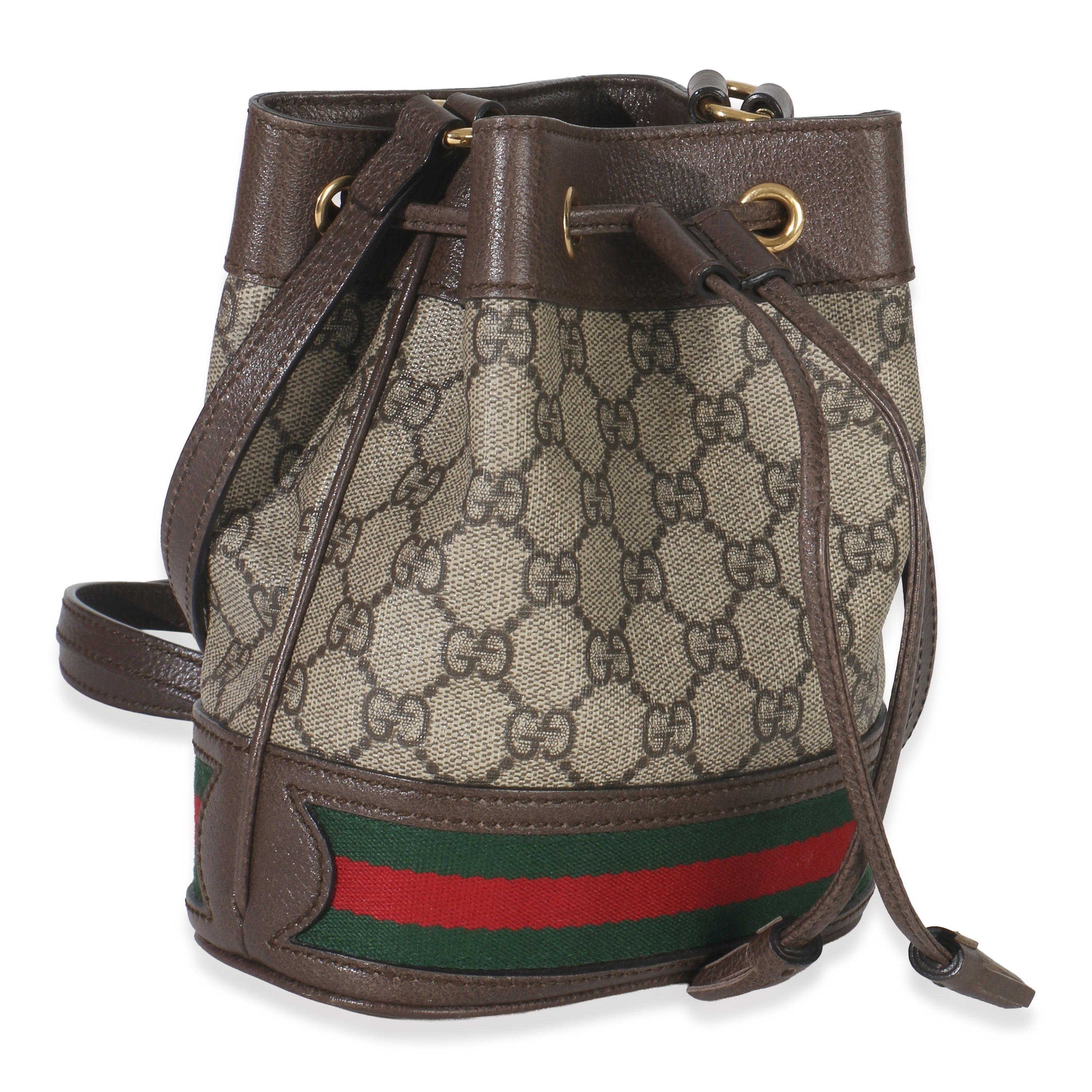 Gucci Beige GG Supreme Canvas Ophidia Mini Bucket Bag