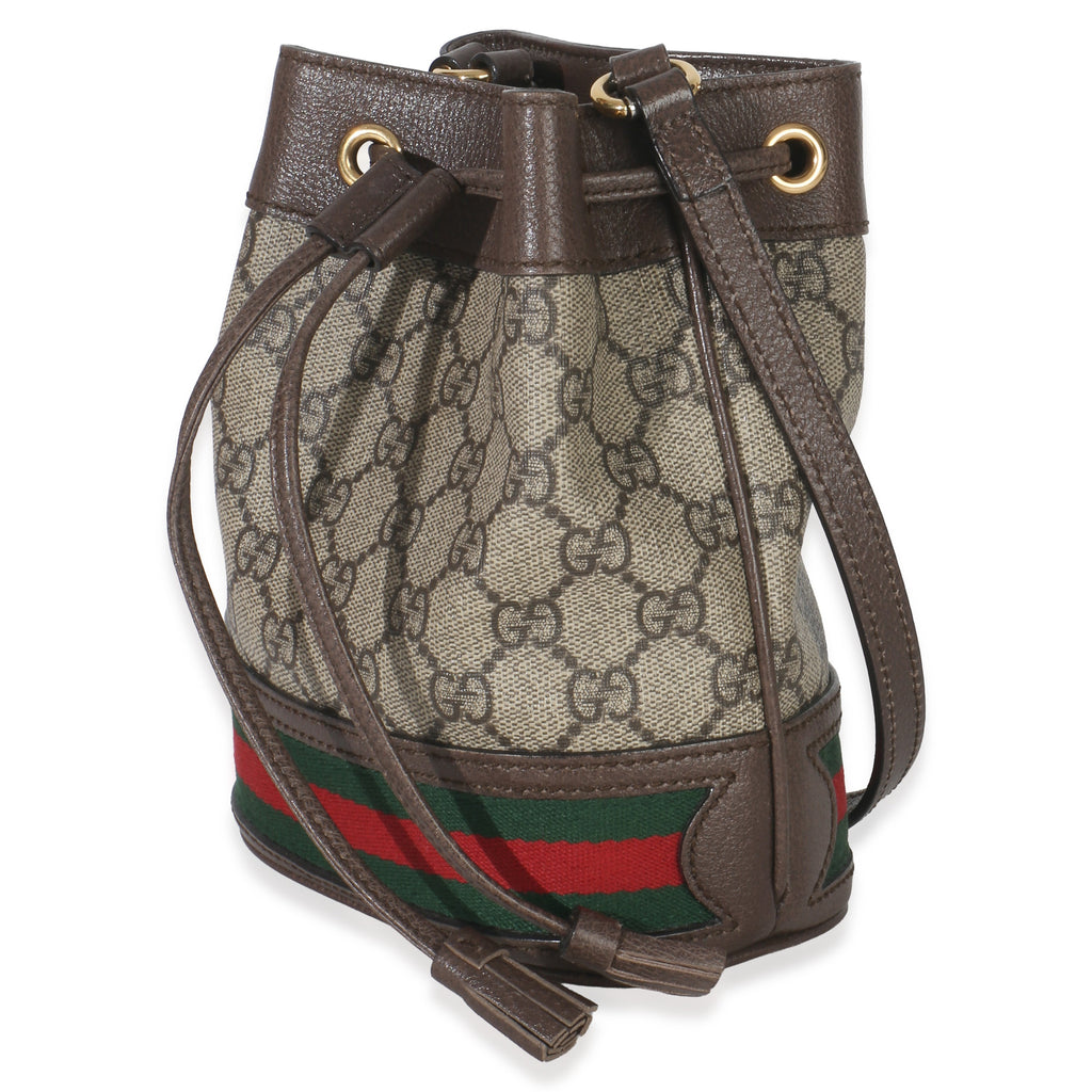 Gucci Beige GG Supreme Canvas Ophidia Mini Bucket Bag