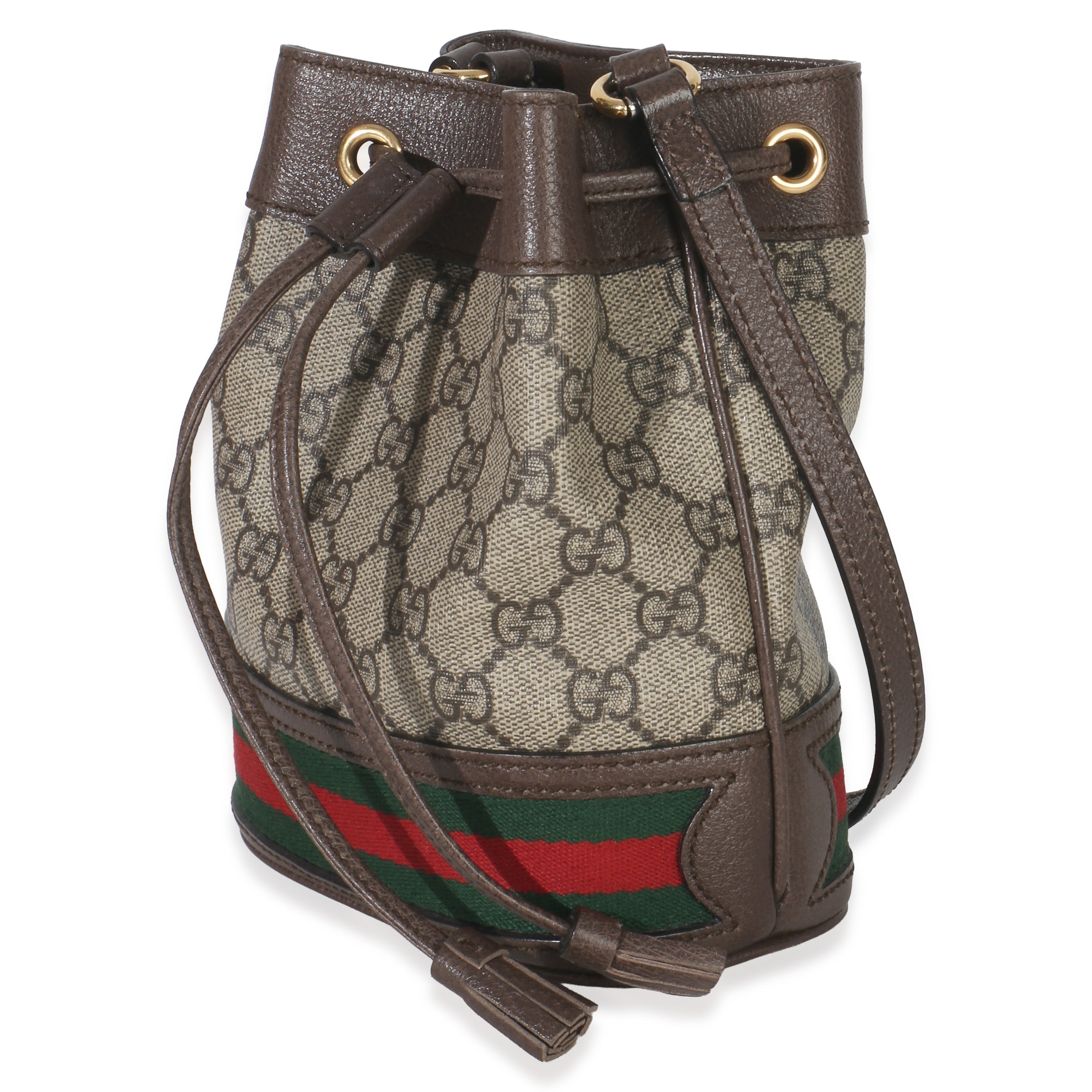 Gucci Beige GG Supreme Canvas Ophidia Mini Bucket Bag