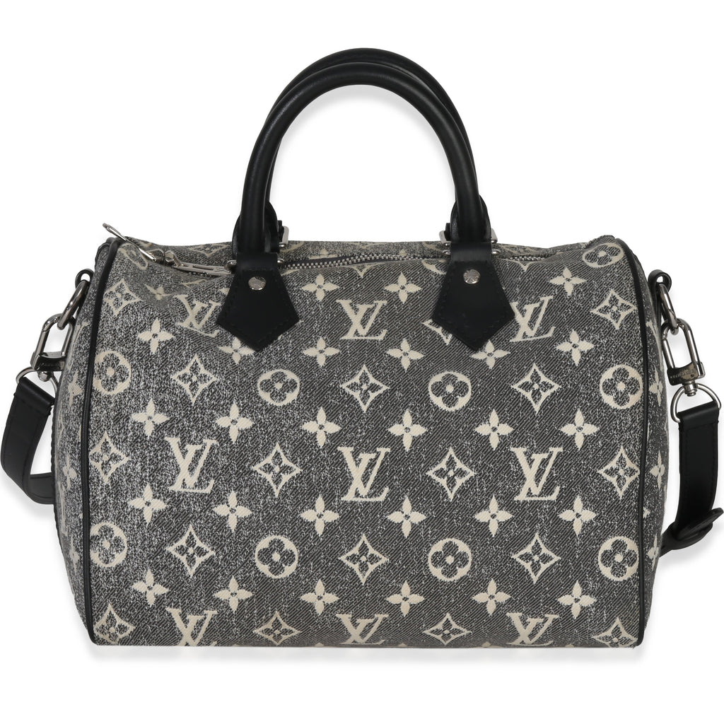 Louis Vuitton Black Monogram Denim Jacquard Speedy Bandouliere 25
