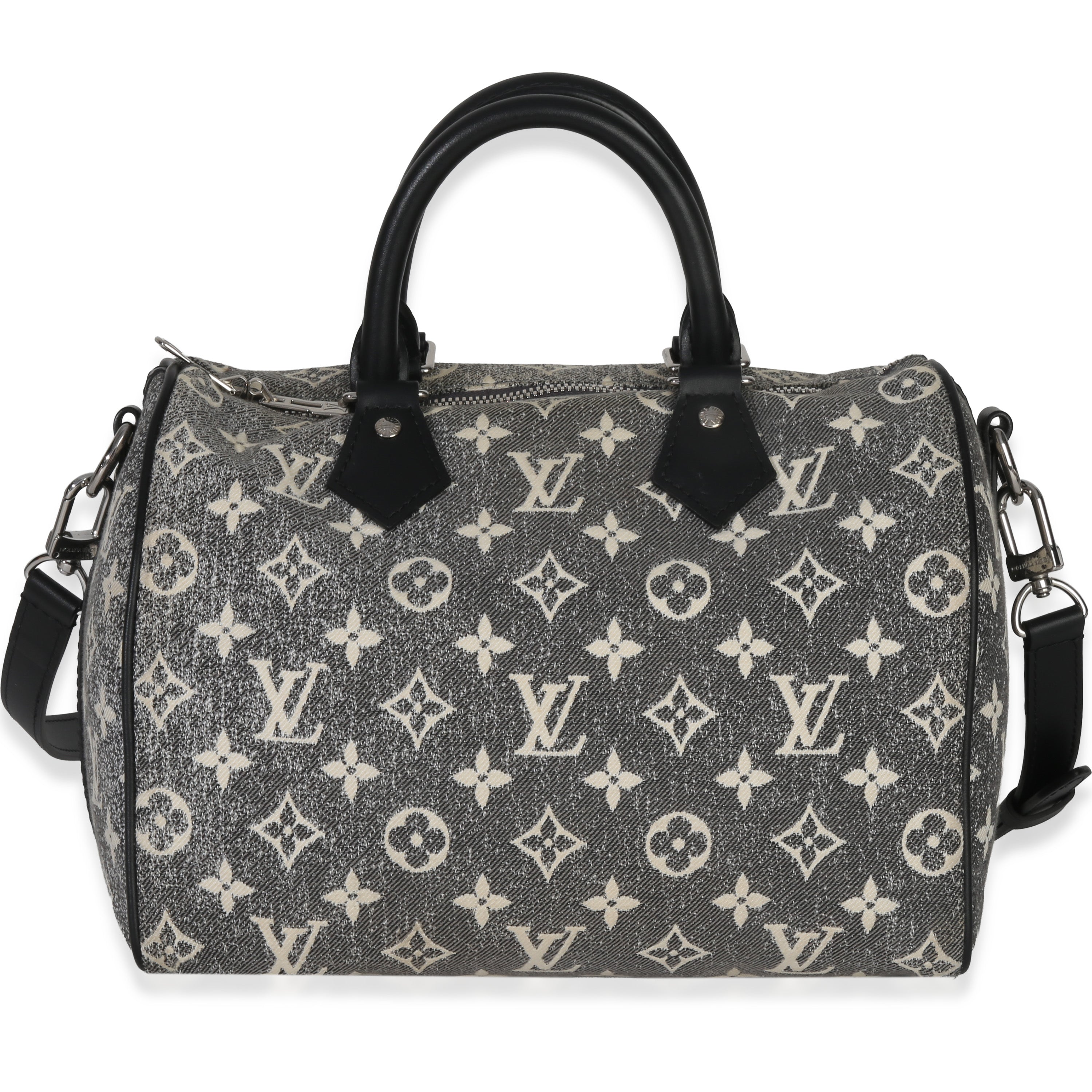 Louis Vuitton Black Monogram Denim Jacquard Speedy Bandouliere 25