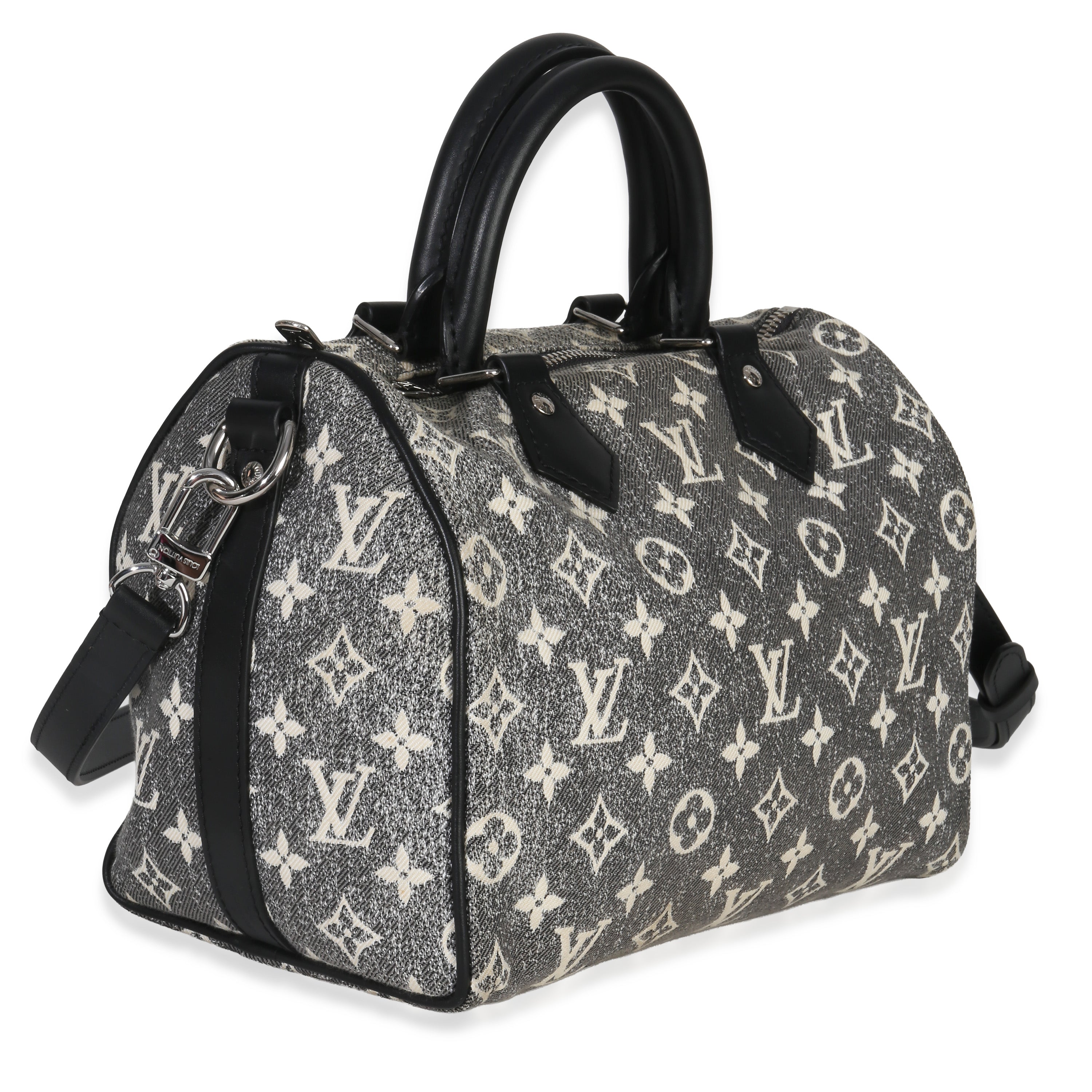 Louis Vuitton Black Monogram Denim Jacquard Speedy Bandouliere 25