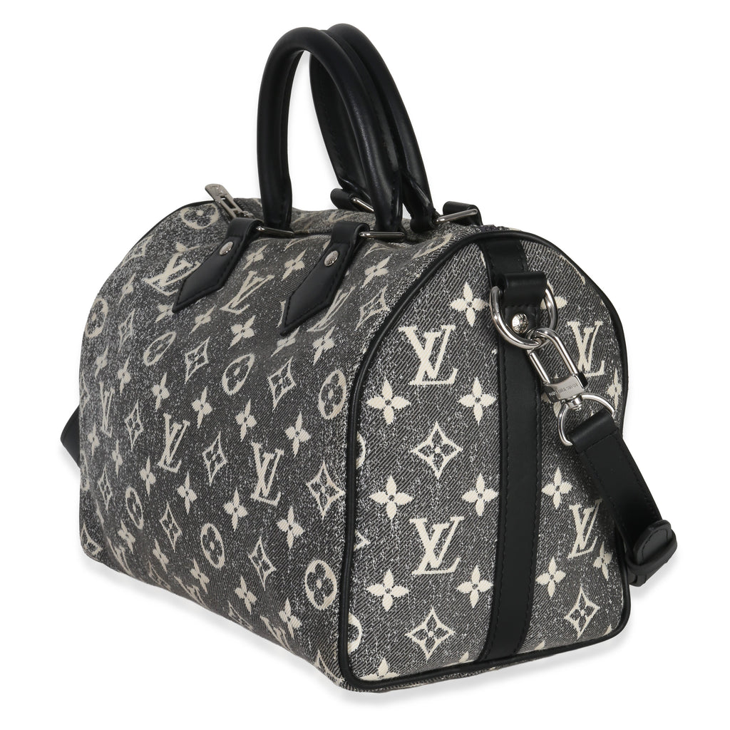 Louis Vuitton Black Monogram Denim Jacquard Speedy Bandouliere 25