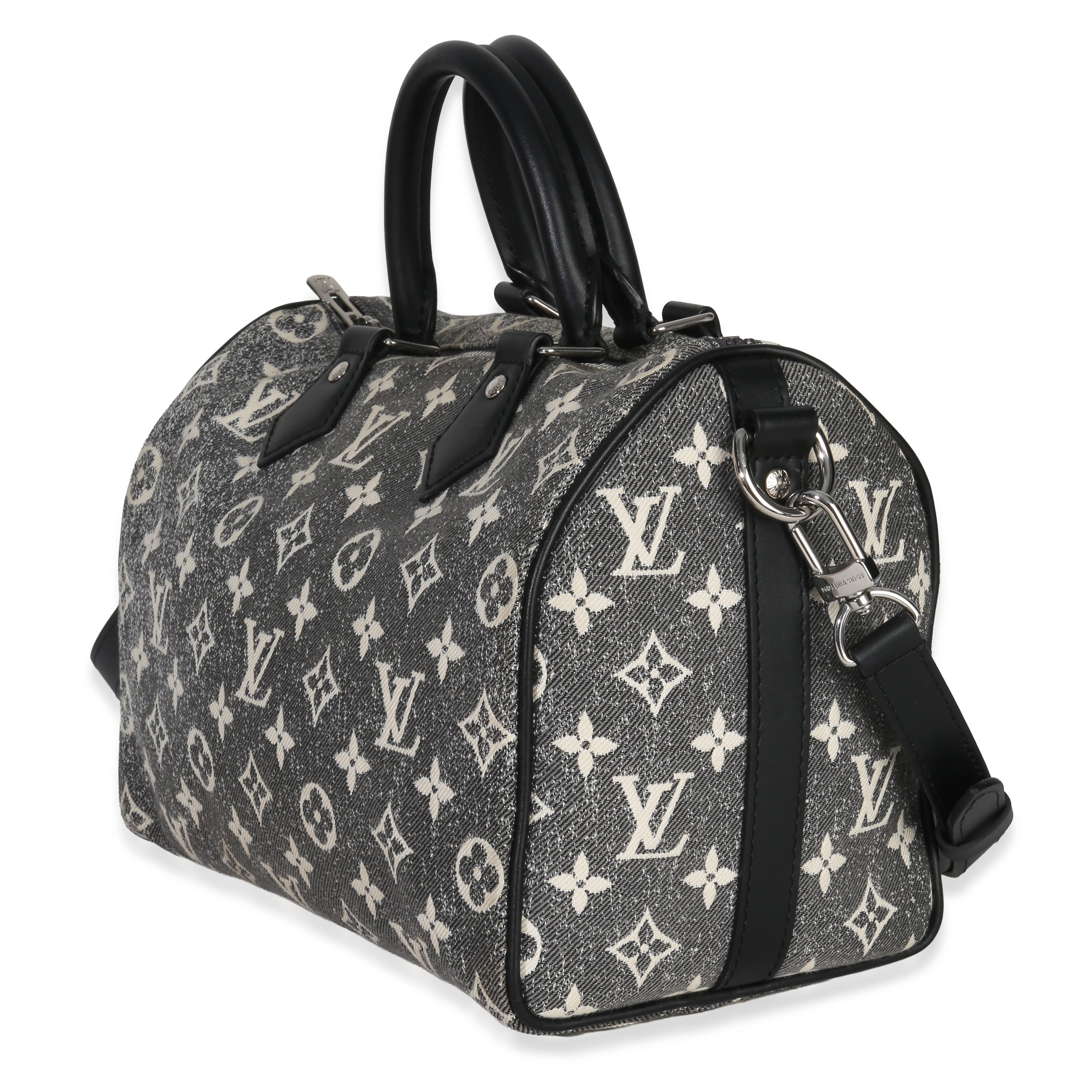 Louis Vuitton Black Monogram Denim Jacquard Speedy Bandouliere 25