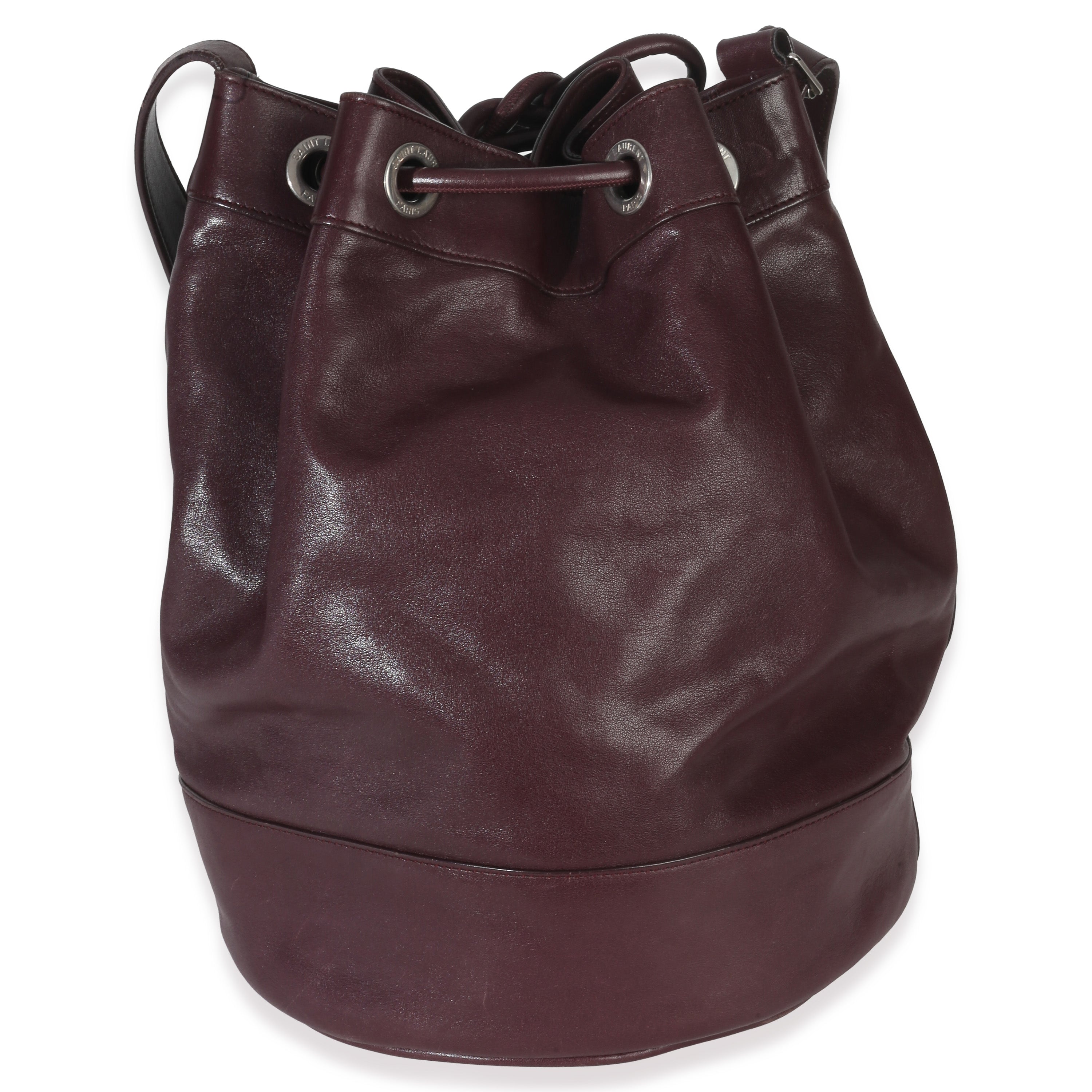 Saint Laurent Bordeaux Smooth Calfskin Medium Rider Bucket Bag
