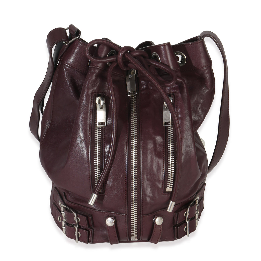 Saint Laurent Bordeaux Smooth Calfskin Medium Rider Bucket Bag