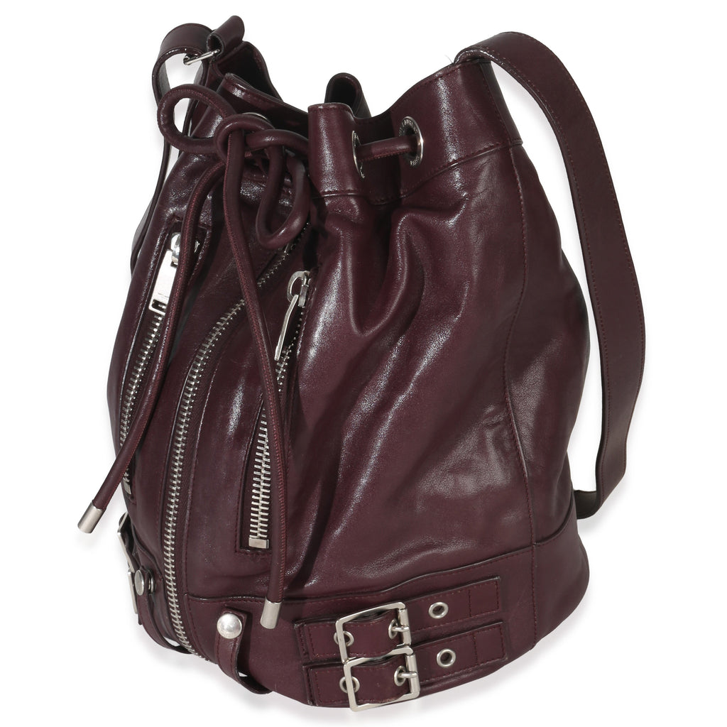 Saint Laurent Bordeaux Smooth Calfskin Medium Rider Bucket Bag
