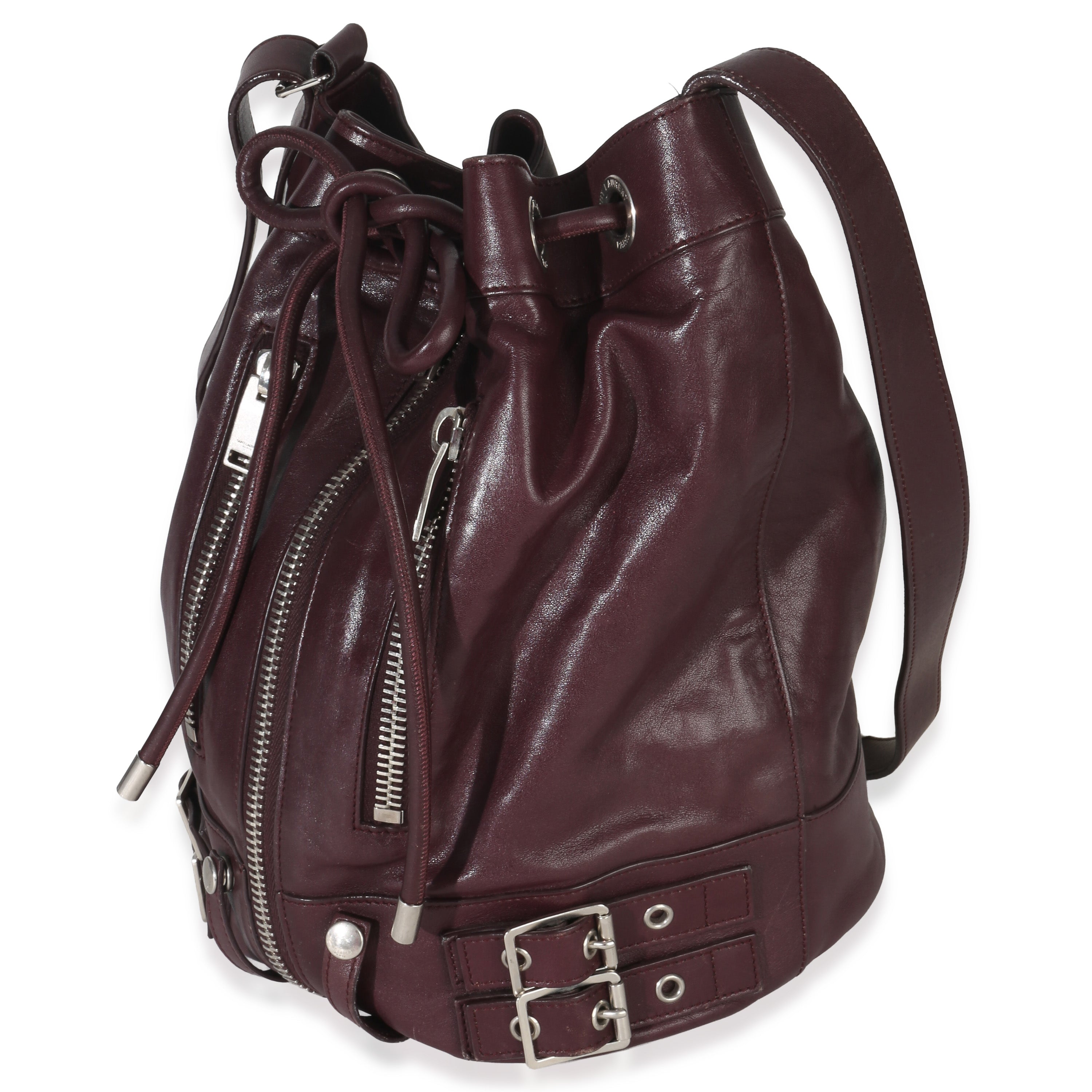 Saint Laurent Bordeaux Smooth Calfskin Medium Rider Bucket Bag