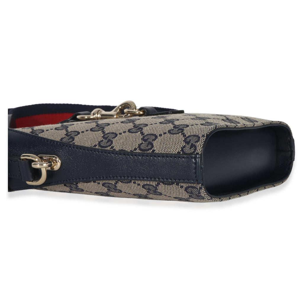 Gucci Navy Beige GG Supreme Monogram Mini Bucket Bag