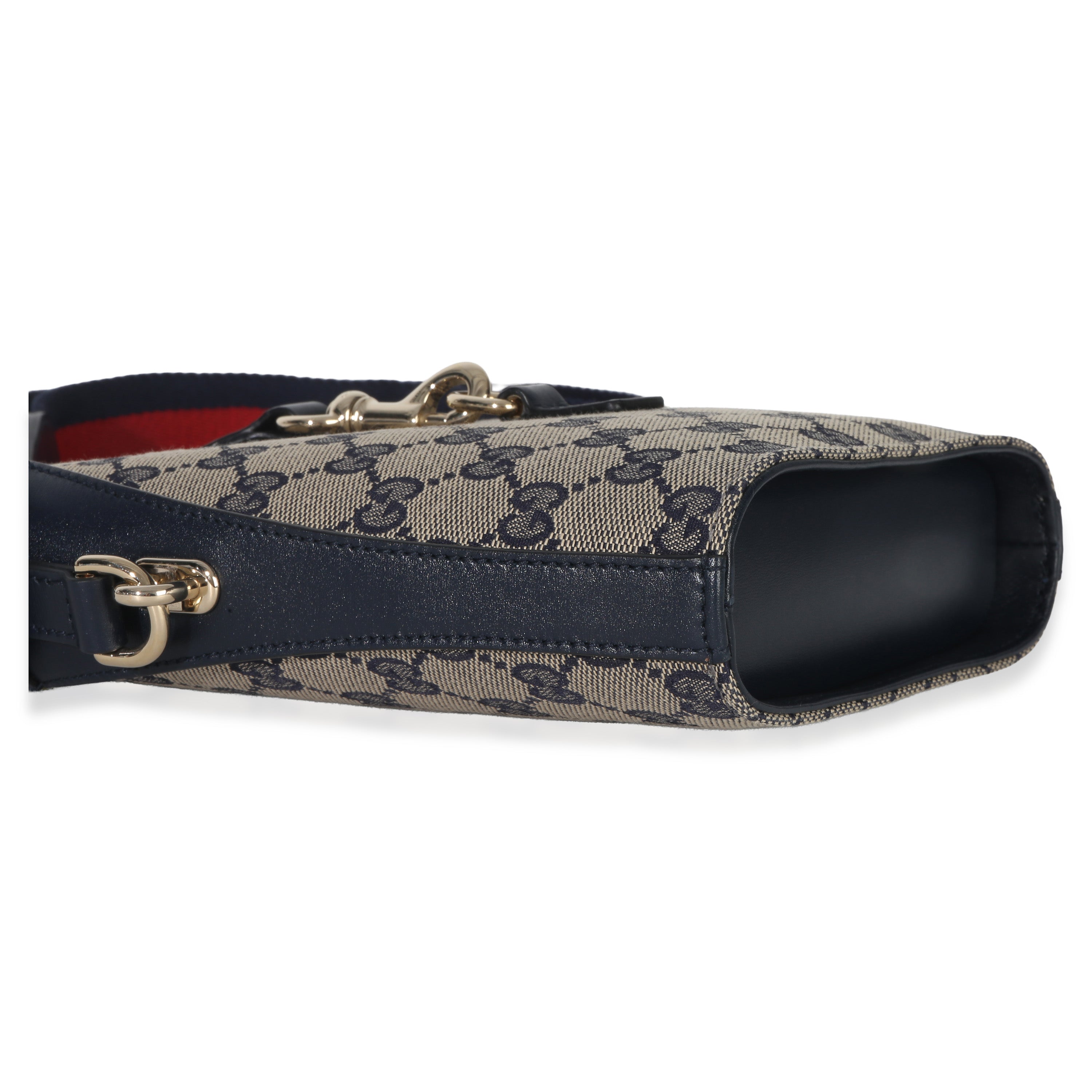 Gucci Navy Beige GG Supreme Monogram Mini Bucket Bag