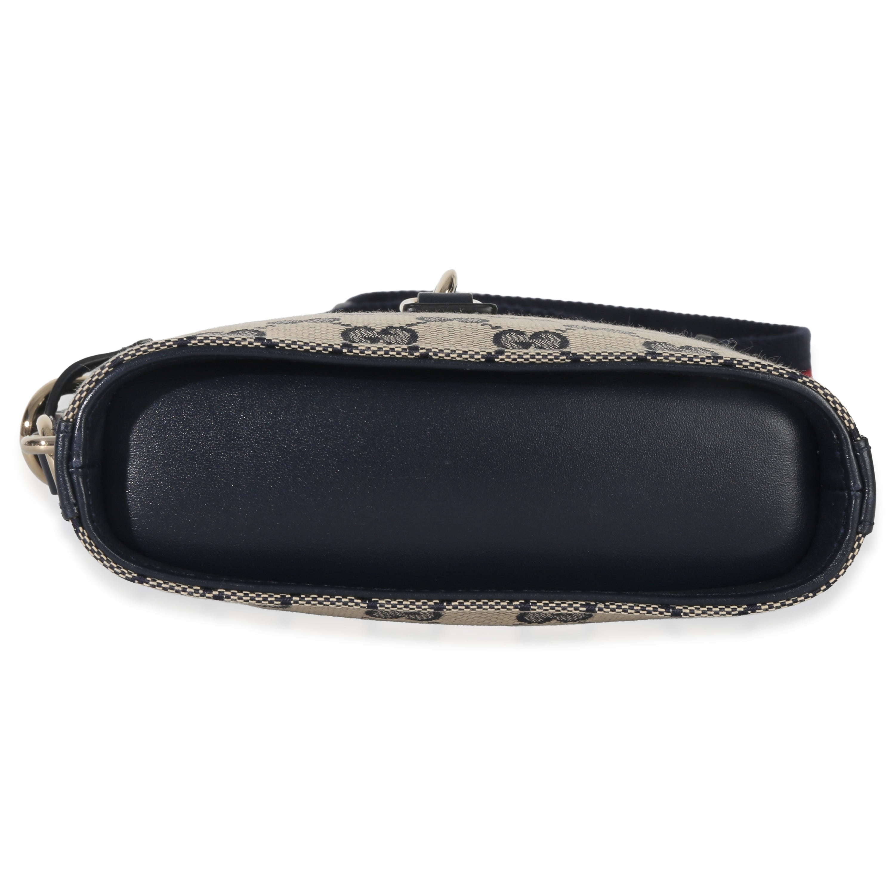 Gucci Navy Beige GG Supreme Monogram Mini Bucket Bag