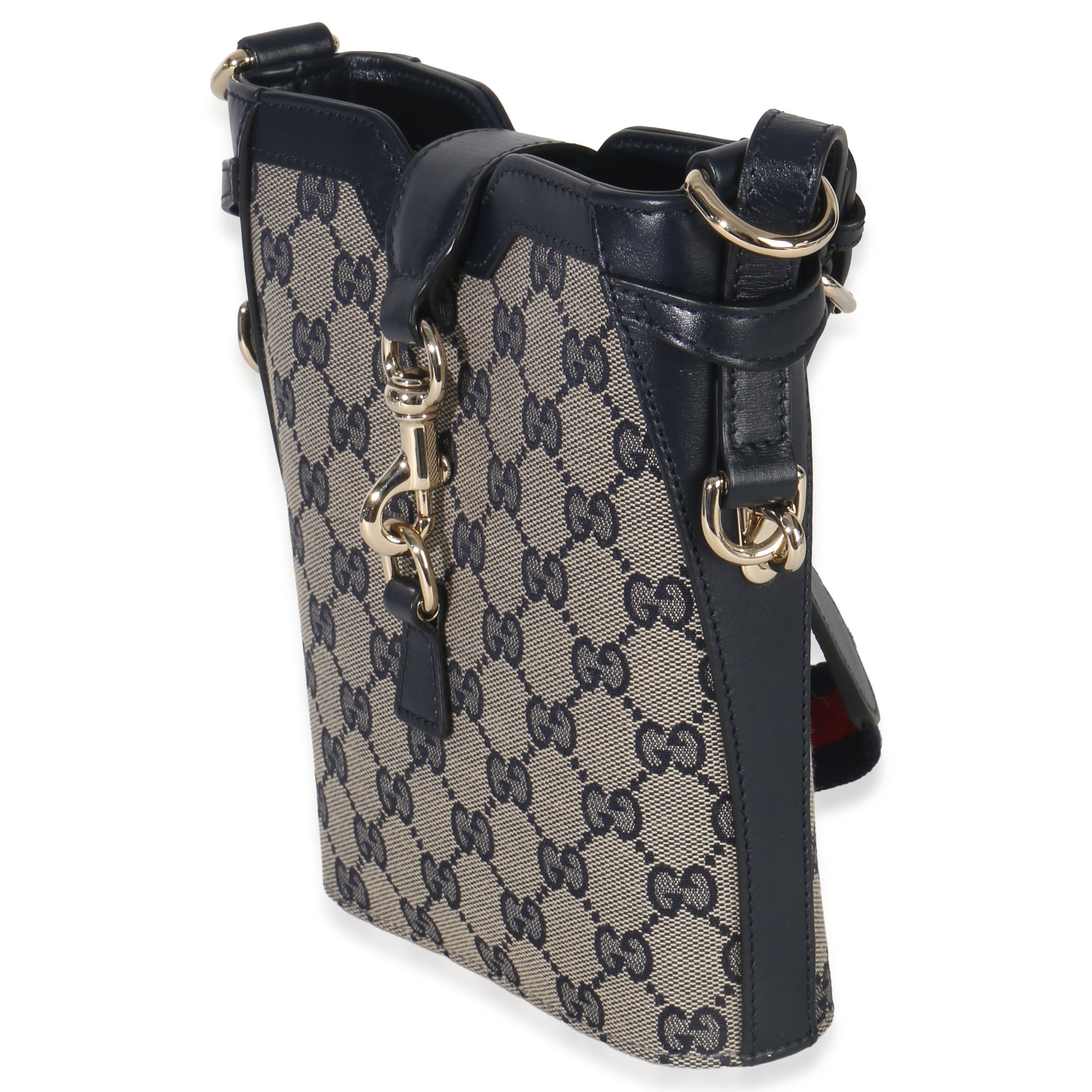 Gucci Navy Beige GG Supreme Monogram Mini Bucket Bag