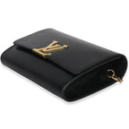 Louis Vuitton Black Calfskin Leather Chain Louise Clutch MM