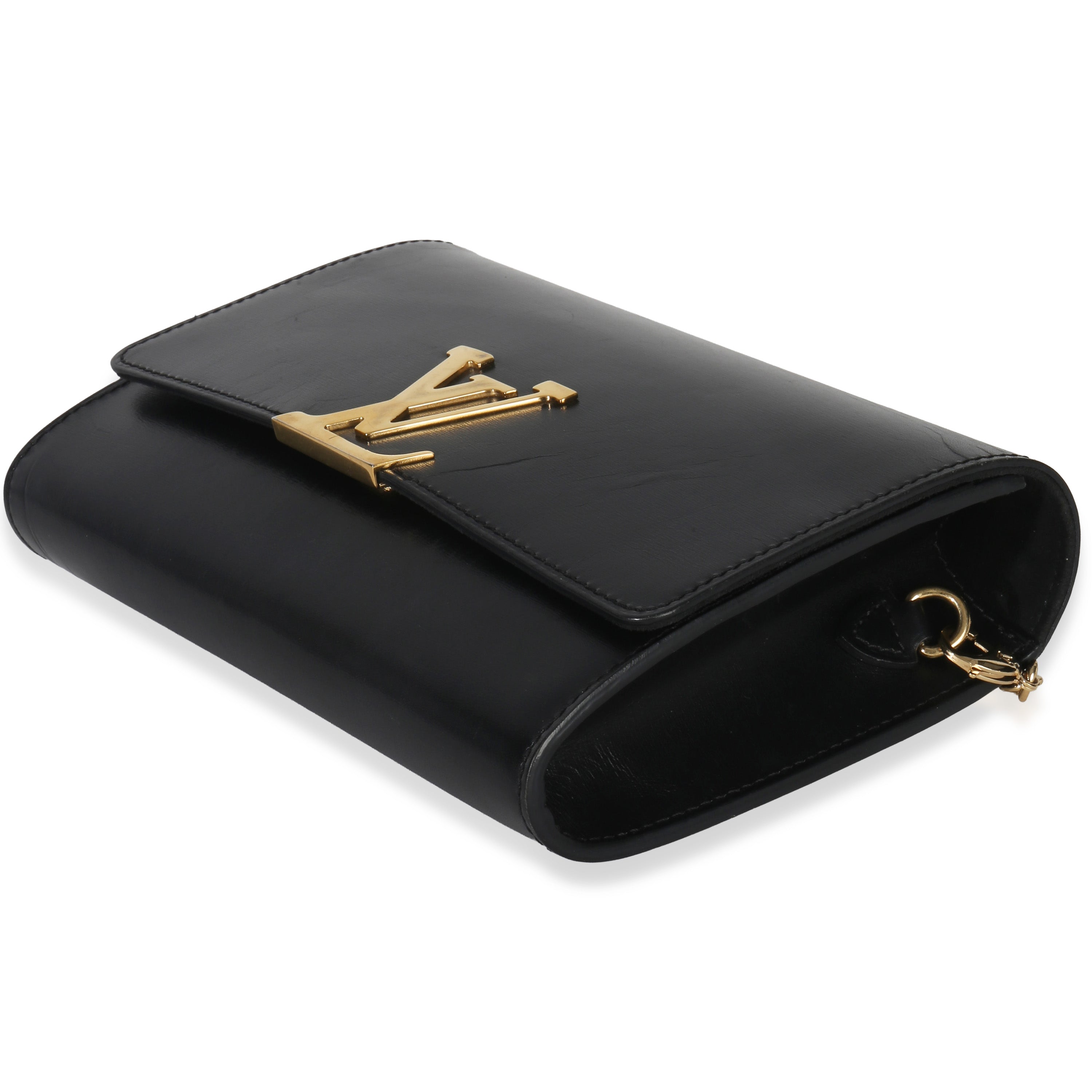 Louis Vuitton Black Calfskin Leather Chain Louise Clutch MM