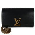 Louis Vuitton Black Calfskin Leather Chain Louise Clutch MM