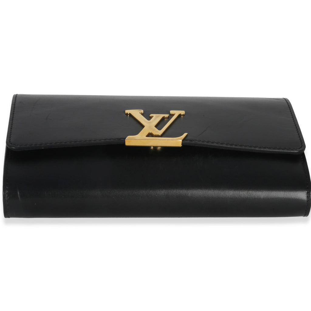 Louis Vuitton Black Calfskin Leather Chain Louise Clutch MM