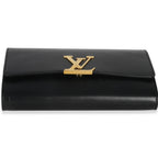 Louis Vuitton Black Calfskin Leather Chain Louise Clutch MM