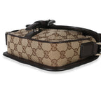 Gucci Beige Ebony GG Supreme Canvas Mini Buckle Crossbody Bag