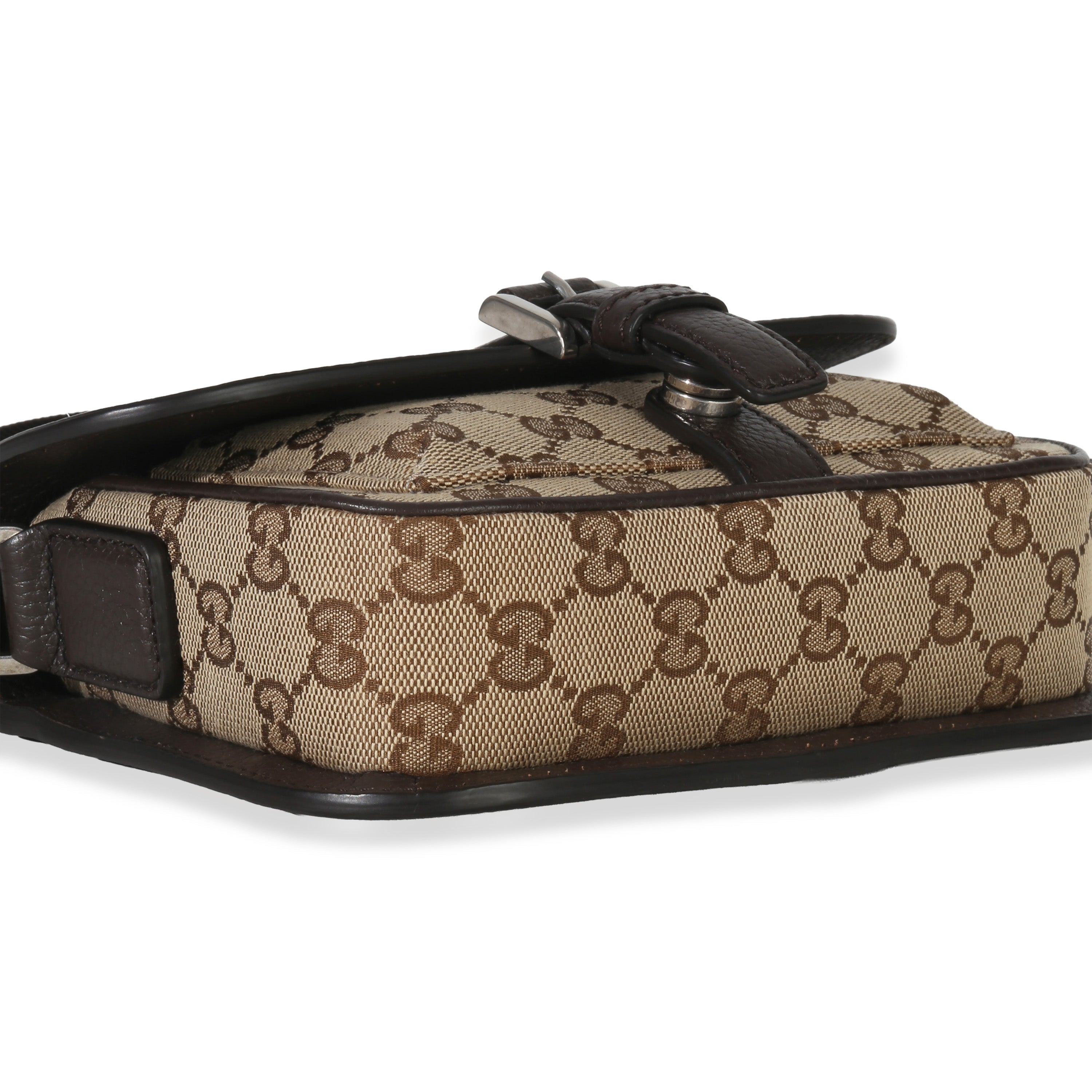 Gucci Beige Ebony GG Supreme Canvas Mini Buckle Crossbody Bag