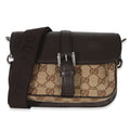 Gucci Beige Ebony GG Supreme Canvas Mini Buckle Crossbody Bag