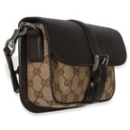 Gucci Beige Ebony GG Supreme Canvas Mini Buckle Crossbody Bag