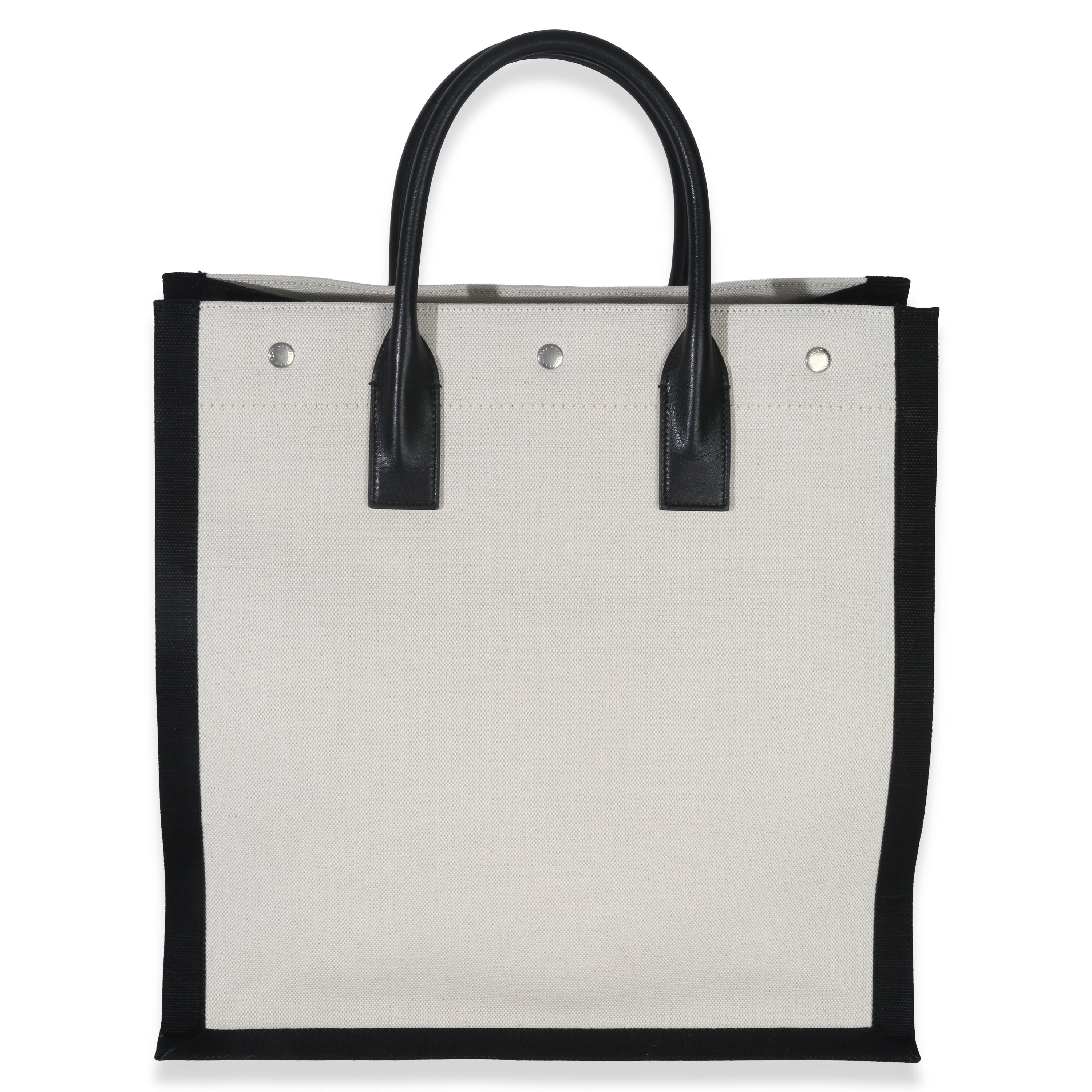 Saint Laurent Beige Linen North South Rive Gauche Tote