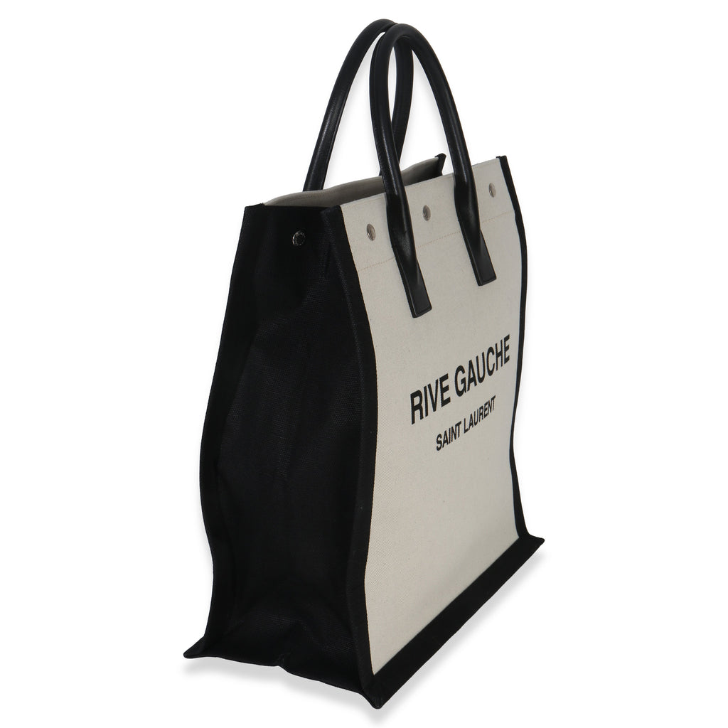 Saint Laurent Beige Linen North South Rive Gauche Tote